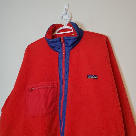 Vintage 80s 90s Patagonia Half Zip Fleece Jacket Red Size XL - Picture 3 of 7